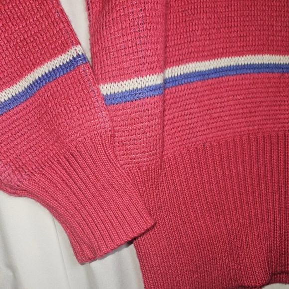Slalom Vintage 80's Hot Pink Nordic Design Ribbed Turtleneck Knit Ski Sweater - Picture 7 of 16